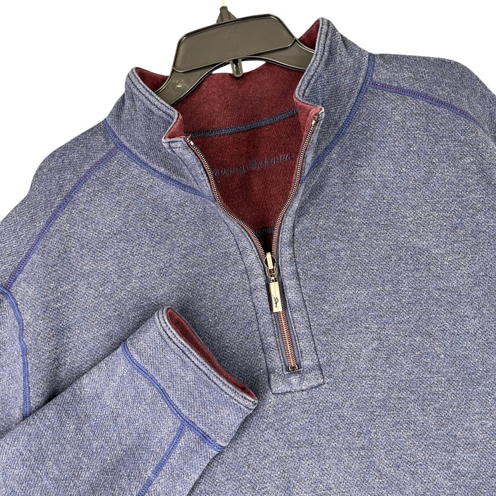Tommy Bahama Reversible Pullover Quarter‎ Zip Textured Knit Casual Mens XXL